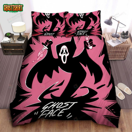 Ghostface In Cartoon Artwork Bed Sheets Spread Comforter Duvet Cover Bedding Set