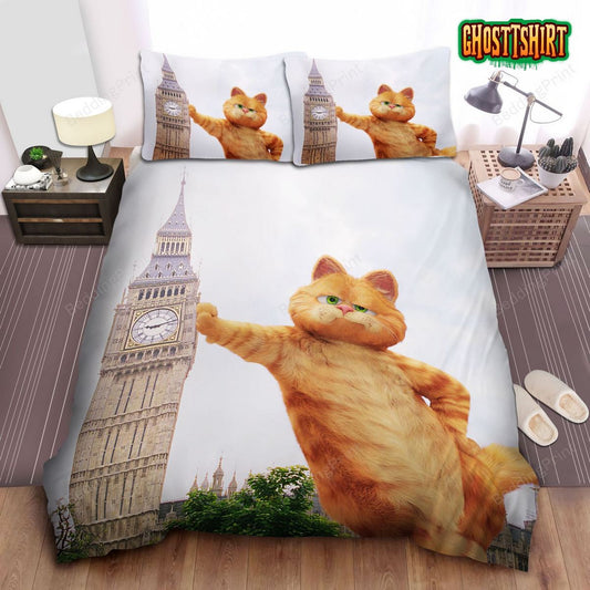 Giant Garfield And Big Ben Bed Sheets Duvet Cover Bedding Set