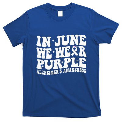 Groovy In June We Wear Purple Alzheimers Awareness T-Shirt