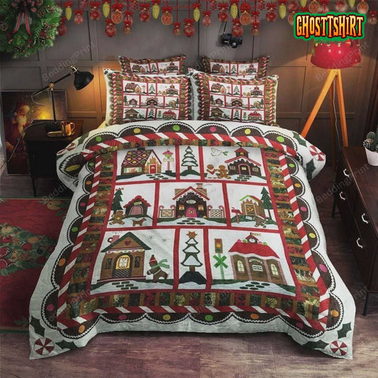 Gingerbread Village Bed Sheets Duvet Cover Bedding Set