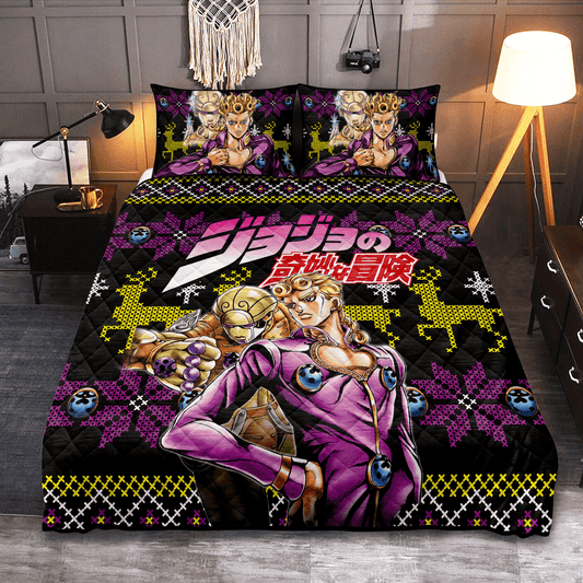 Personalized Jojos Bizarre Adventure Christmas 3-pc Quilt Bedding Set for Fans