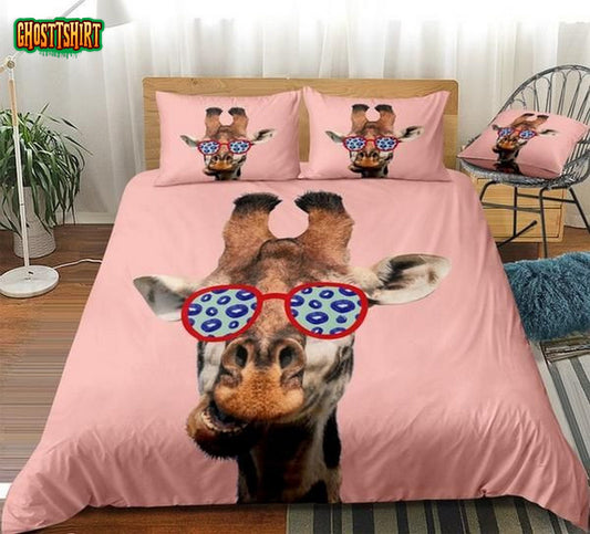 Giraffe Cartoon Cotton Bed Sheets Spread Comforter Duvet Cover Bedding Set