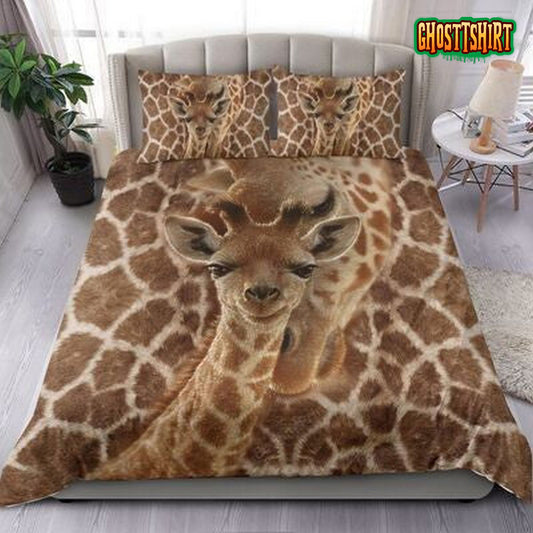 Giraffe Mom And Baby Bed Sheets Duvet Cover Bedding Set