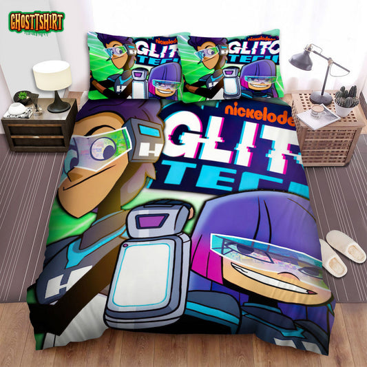 Glitch Techs Main Poster With Miko And Five Bed Sheets Spread Duvet Cover Bedding Set