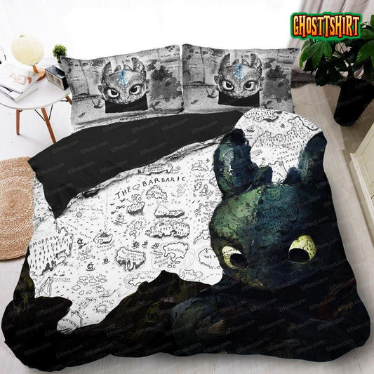 Glorious Night Fury White Toothless Duvet Cover Bedding Set