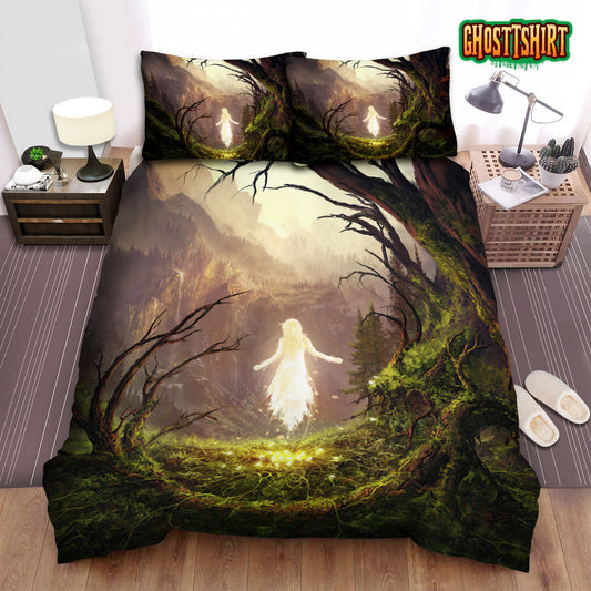 Glowing Fairy In The Forest Bed Sheets Spread Duvet Cover Bedding Set