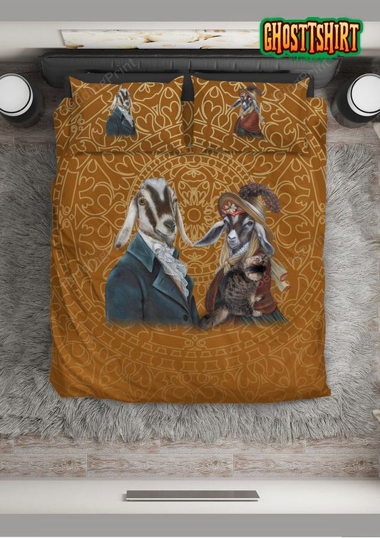Goat Lady And Gentlemen Bed Sheets Duvet Cover Bedding Set