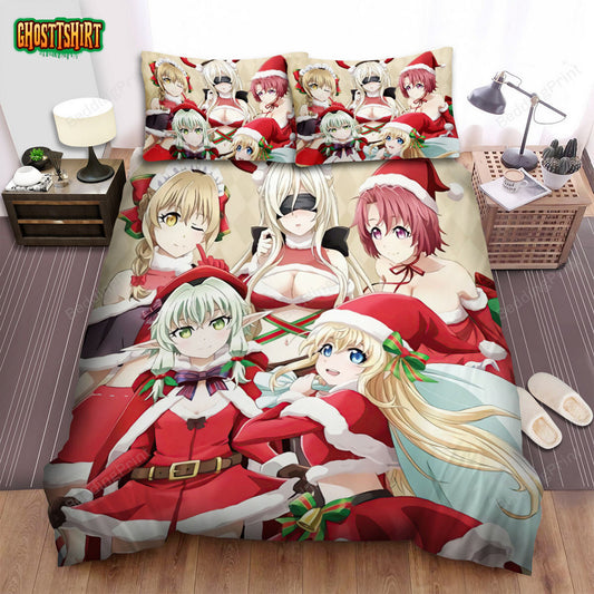 Goblin Slayer Female Characters In Christmas Costumes Bed Sheets Spread Duvet Cover Bedding Set