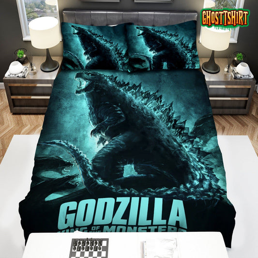 Godzilla King Of The Monsters Digital Painting Poster Bed Sheets Duvet Cover Bedding Set