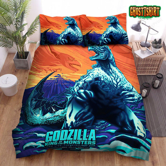 Godzilla Long Live The King Digital Art Bed Sheets Duvet Cover Bedding Set