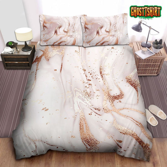 Gold Pink Quicksand Bed Sheets Duvet Cover Bedding Set