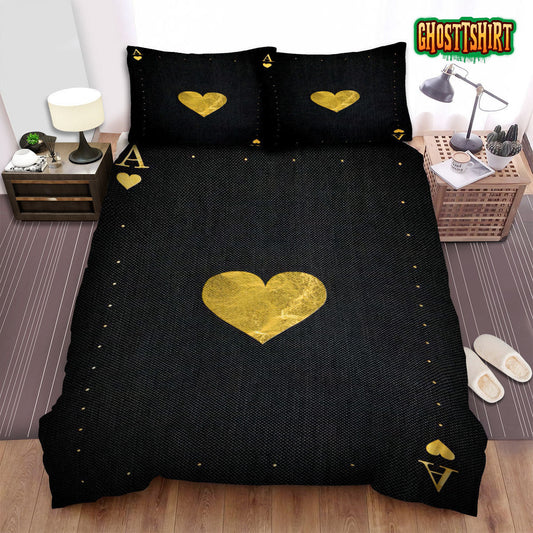 Golden Playing Cards Ace Of Spades Bed Sheets Duvet Cover Bedding Set