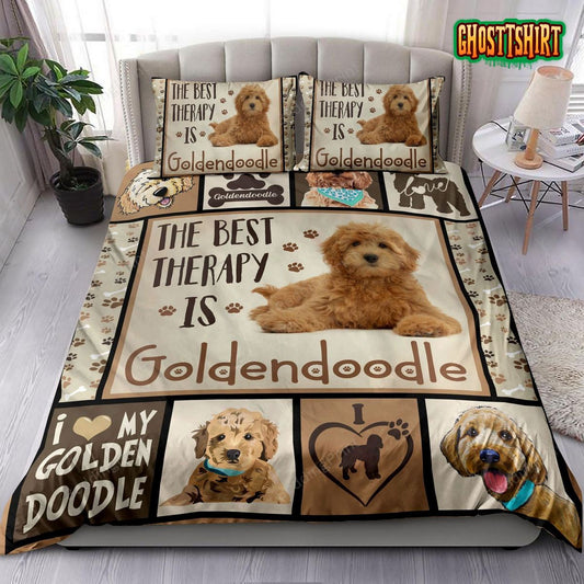 Goldendoodle The Best Therapy Is Goldendoodle Bedding Set