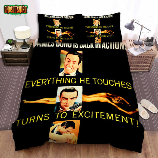 Goldfinger Honor Blackman Movie Poster Bed Sheets Spread Comforter Duvet Cover Bedding Set