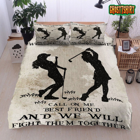 Golf Girl We Will Fight Them Together Bed Sheets Duvet Cover Bedding Set