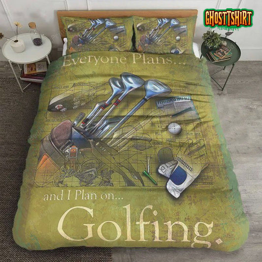 Golf I Plan On Golfing Bed Sheets Duvet Cover Bedding Set