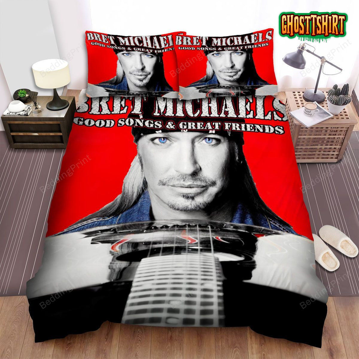 Good Songs & Great Friends Bret Michaels Bed Sheets Duvet Cover Bedding Set