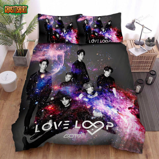 Got7 Love Loop Album Cover Black Version Bed Sheets Spread Comforter Duvet Cover Bedding Set