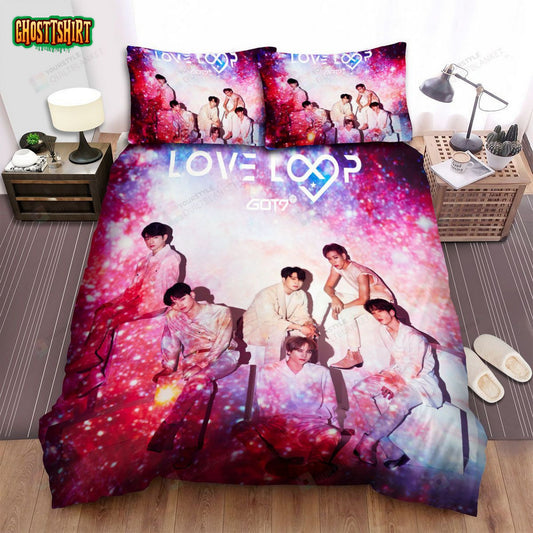 Got7 Love Loop Album Cover White Version Bed Sheets Spread Comforter Duvet Cover Bedding Set