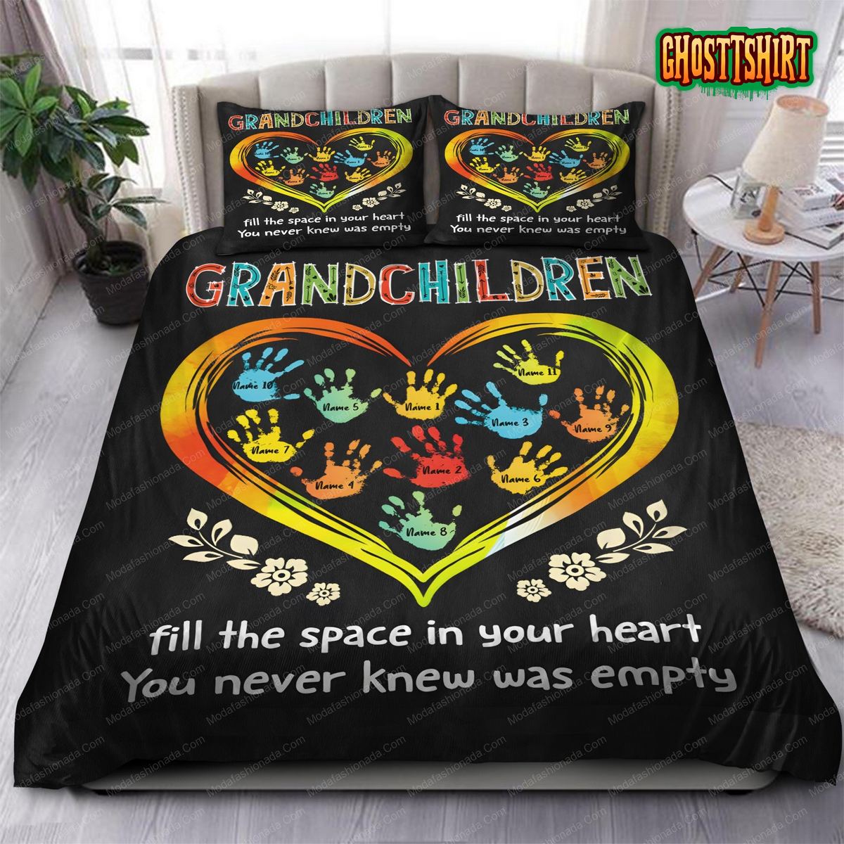 Grandchildren Fill The Space In Your Heart Personalized Bedding Set