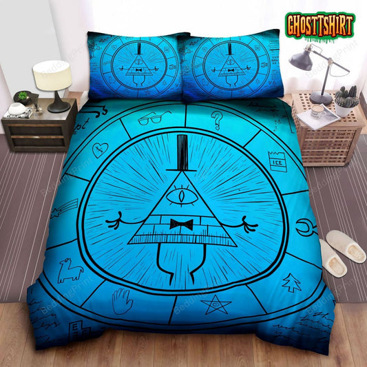Gravity Falls Cool Bill Cipher Inside Mystery Circle Bed Sheets Duvet Cover Bedding Set