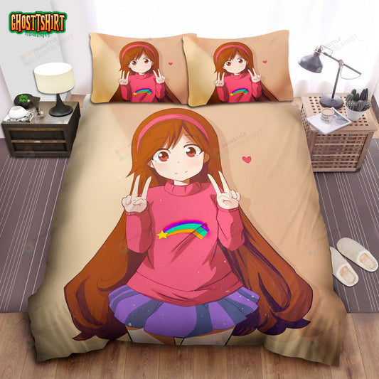 Gravity Falls Cute Mabel In Anime Art Style Bed Sheets Spread Comforter Duvet Cover Bedding Set