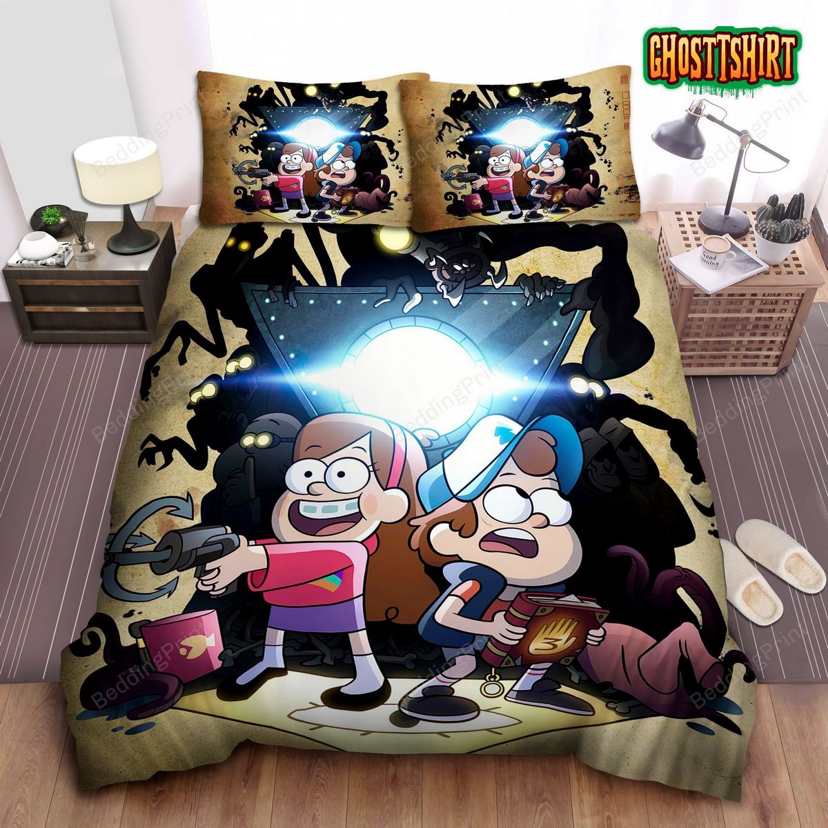 Gravity Falls Dipper & Mabel Vs The Monsters Of Darkness Bed Sheets Duvet Cover Bedding Set