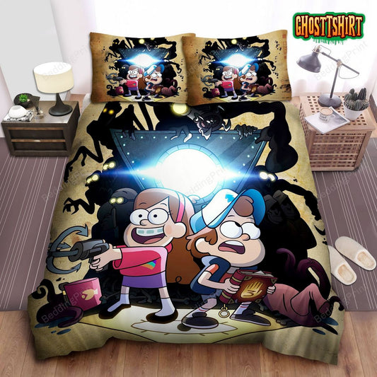 Gravity Falls Dipper & Mabel Vs The Monsters Of Darkness Bed Sheets Duvet Cover Bedding Set