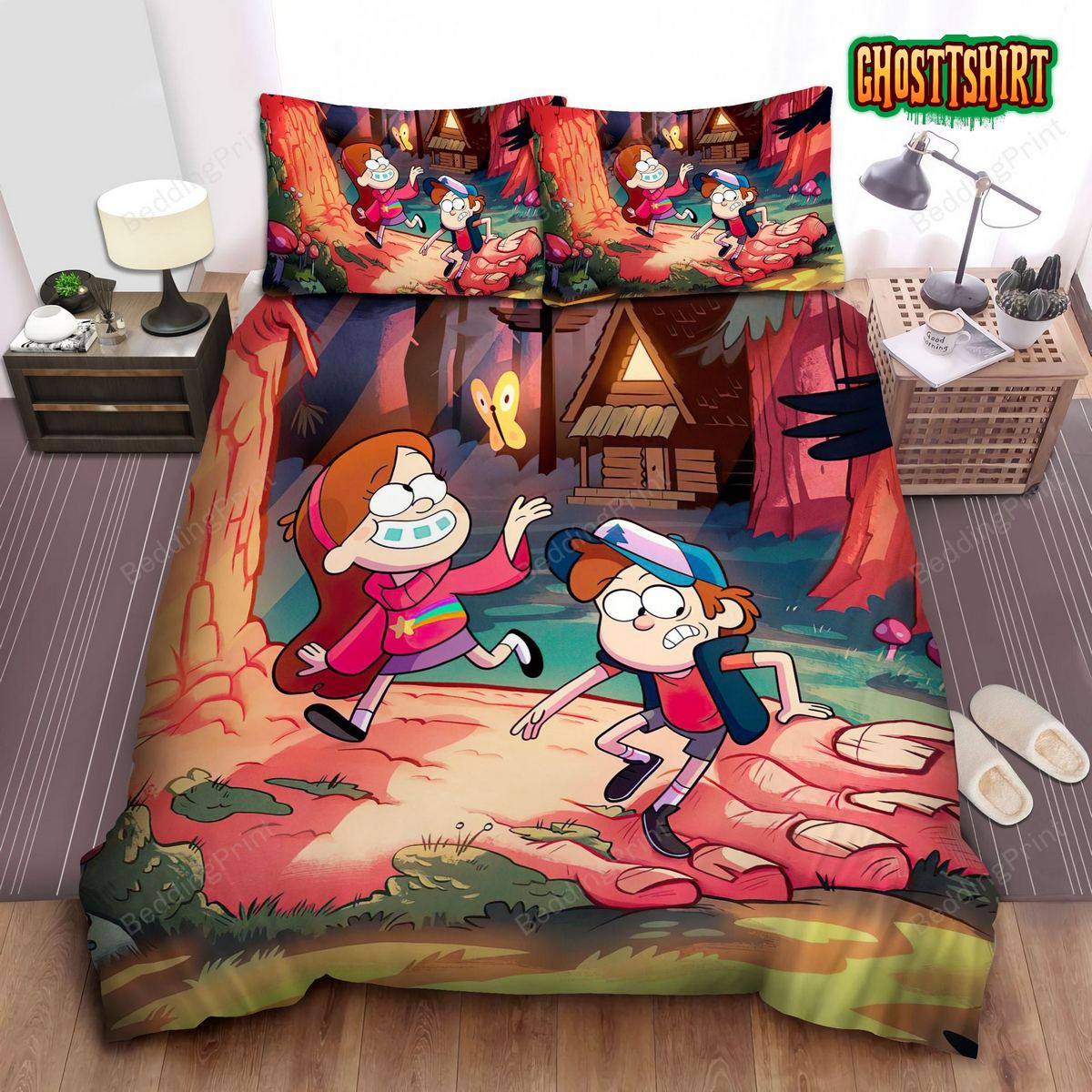 Gravity Falls Mabel & Dipper And The Giant Foot Bed Sheets Duvet Cover Bedding Set