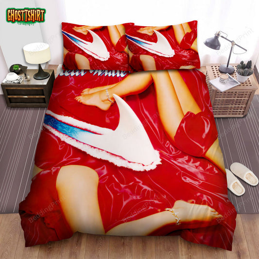 Great White Band Red Background Bed Sheets Duvet Cover Bedding Set