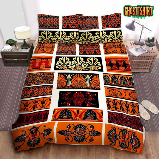 Greek Flower Pattern Bed Sheets Duvet Cover Bedding Set
