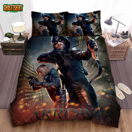 Green Arrow & John Diggle Poster Bed Sheets Spread Comforter Duvet Cover Bedding Set