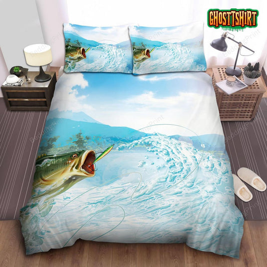 Green Fish Opening Mouth Bed Sheets Spread Duvet Cover Bedding Set