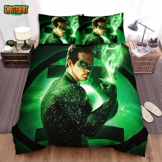 Green Lantern (2011) Movie Hal Jordan Bed Sheets Spread Comforter Duvet Cover Bedding Set