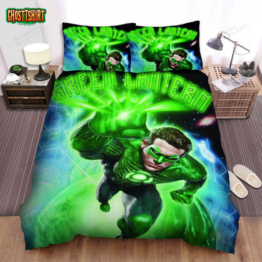 Green Lantern (2011) Movie Lighting Punch Bed Sheets Spread Comforter Duvet Cover Bedding Set