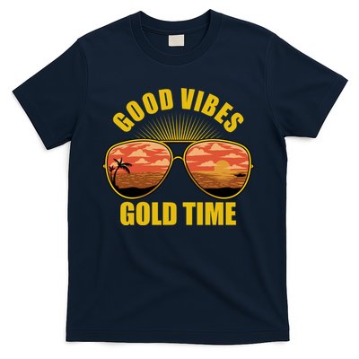 Good Vibes Gold Time Tropical Beach T-Shirt