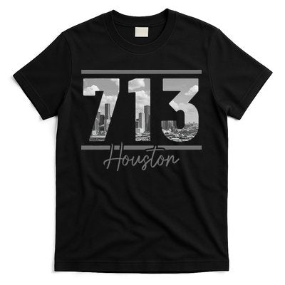 Houston 713 Area Code Skyline Texas Pride Vintage T-Shirt