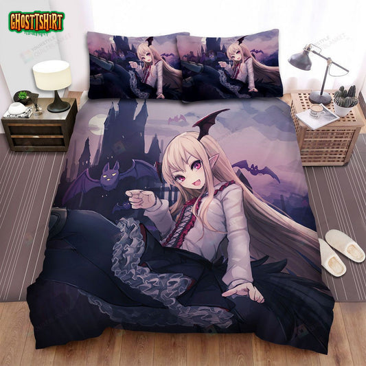 Halloween Anime Vampire Girl Bed Sheets Spread Duvet Cover Bedding Set