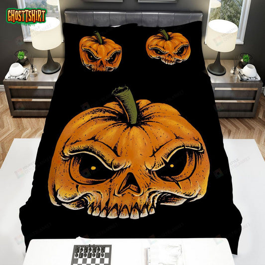 Halloween Cartoon Pumpkin Skull Bed Sheets Spread Duvet Cover Bedding Set