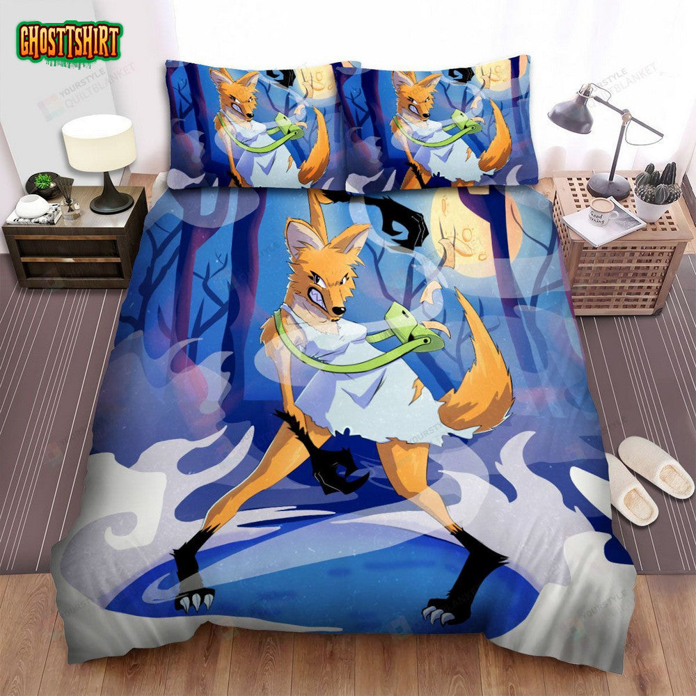 Halloween Cartoon Werewolf Girl Transformation Bed Sheets Spread Duvet Cover Bedding Set