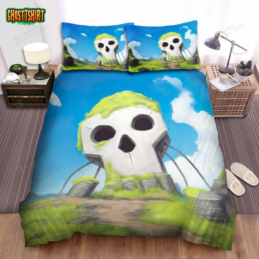 Halloween Giant Abandoned Skull Bed Sheets Spread Duvet Cover Bedding Set