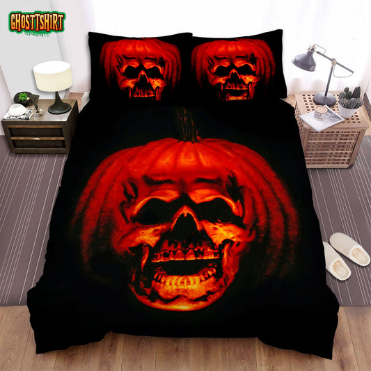 Halloween Ii Movie Creepy Pumpkin Photo Bed Sheets Spread Comforter Duvet Cover Bedding Set