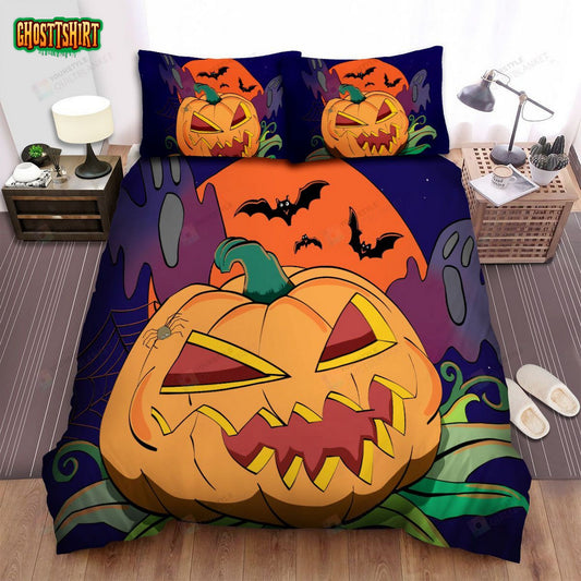 Halloween Jack-O-Lantern Cartoon Artwork Bed Sheets Spread Duvet Cover Bedding Set