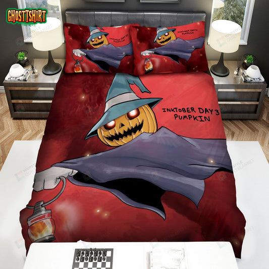 Halloween Jack-O-Lantern Pumpkin Cartoon Art Bed Sheets Spread Duvet Cover Bedding Set