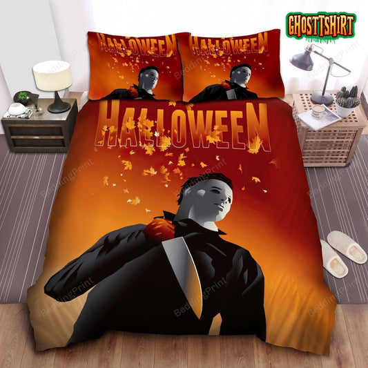 Halloween Michael Myers Digital Illustration Bed Sheets Duvet Cover Bedding Set