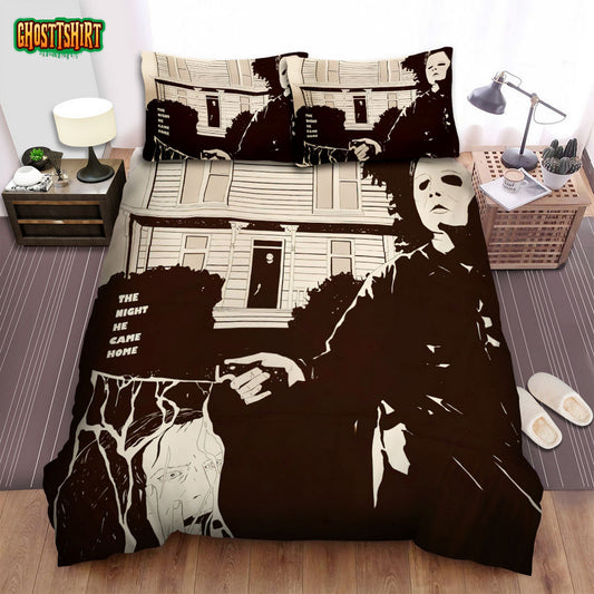 Halloween Movie Black And White Photo Bed Sheets Spread Comforter Duvet Cover Bedding Set