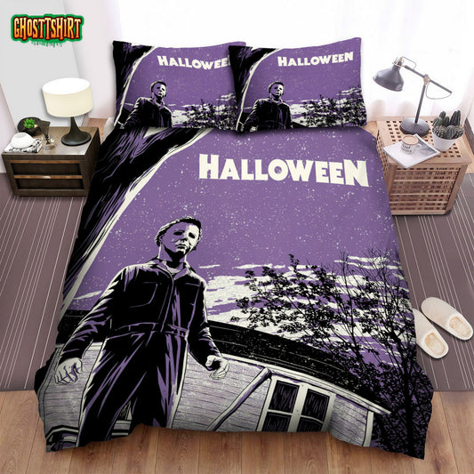 Halloween Movie Purple Background Bed Sheets Spread Comforter Duvet Cover Bedding Set