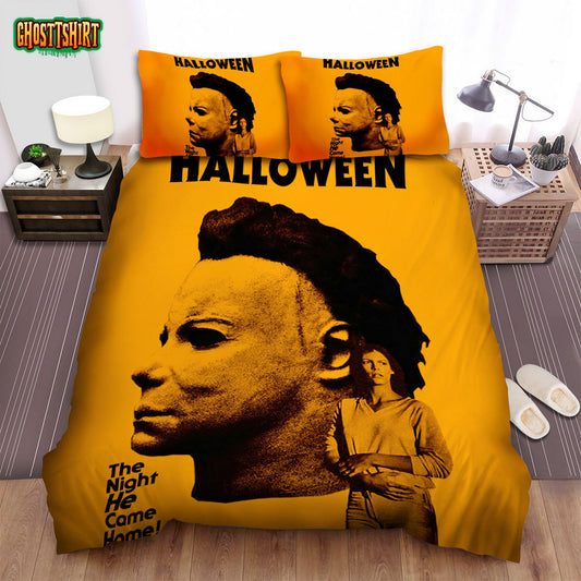 Halloween Movie Yellow Background Photo Bed Sheets Spread Comforter Duvet Cover Bedding Set
