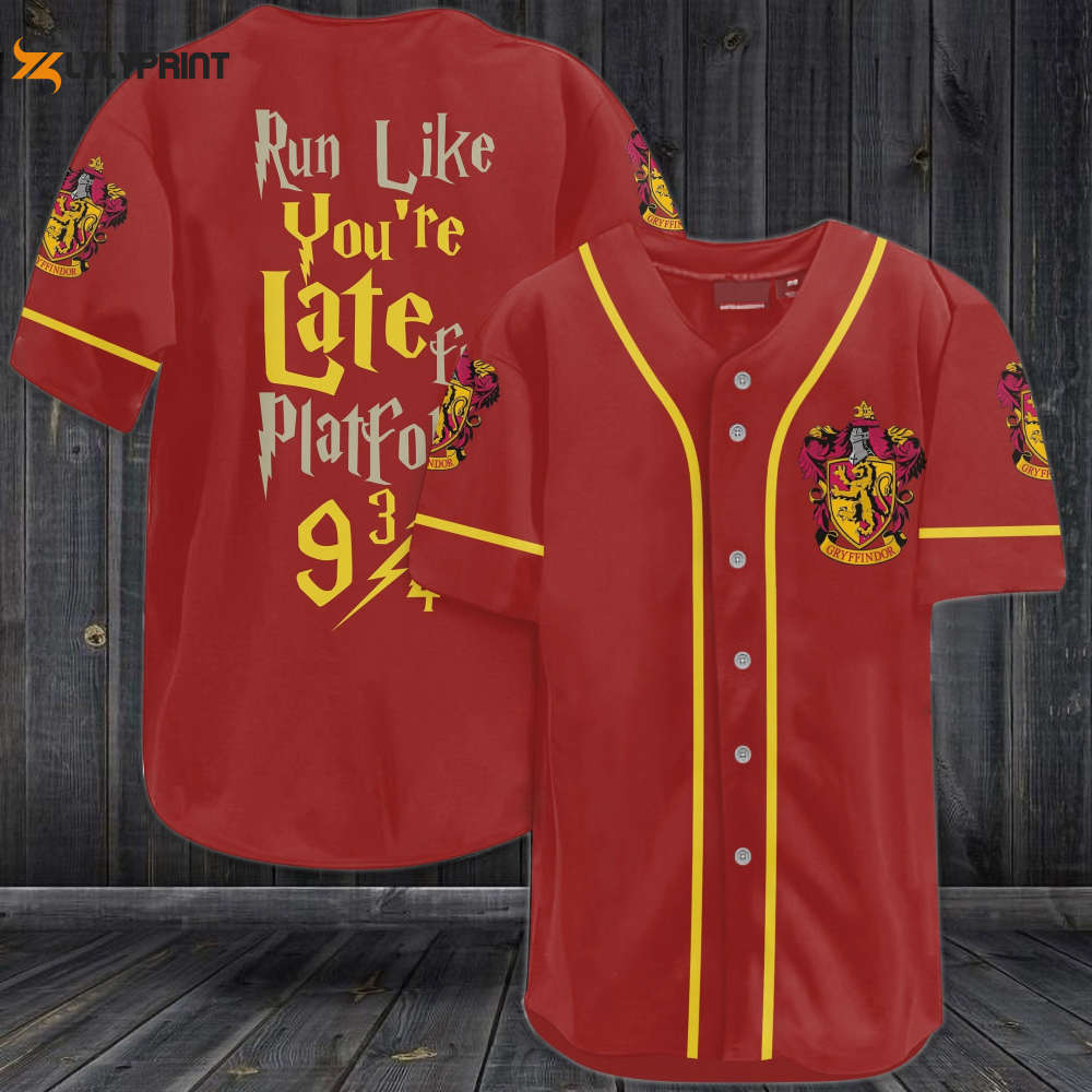 Harry Potter Run Like You're Late For Platform 9 3/4 Baseball Jersey Red - lylyprint.com
