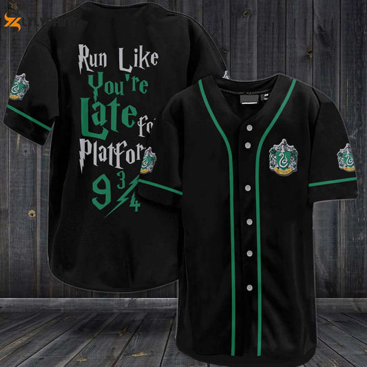 Harry Potter Run Like You're Late For Platform 9 3/4 Baseball Jersey Slytherin - lylyprint.com